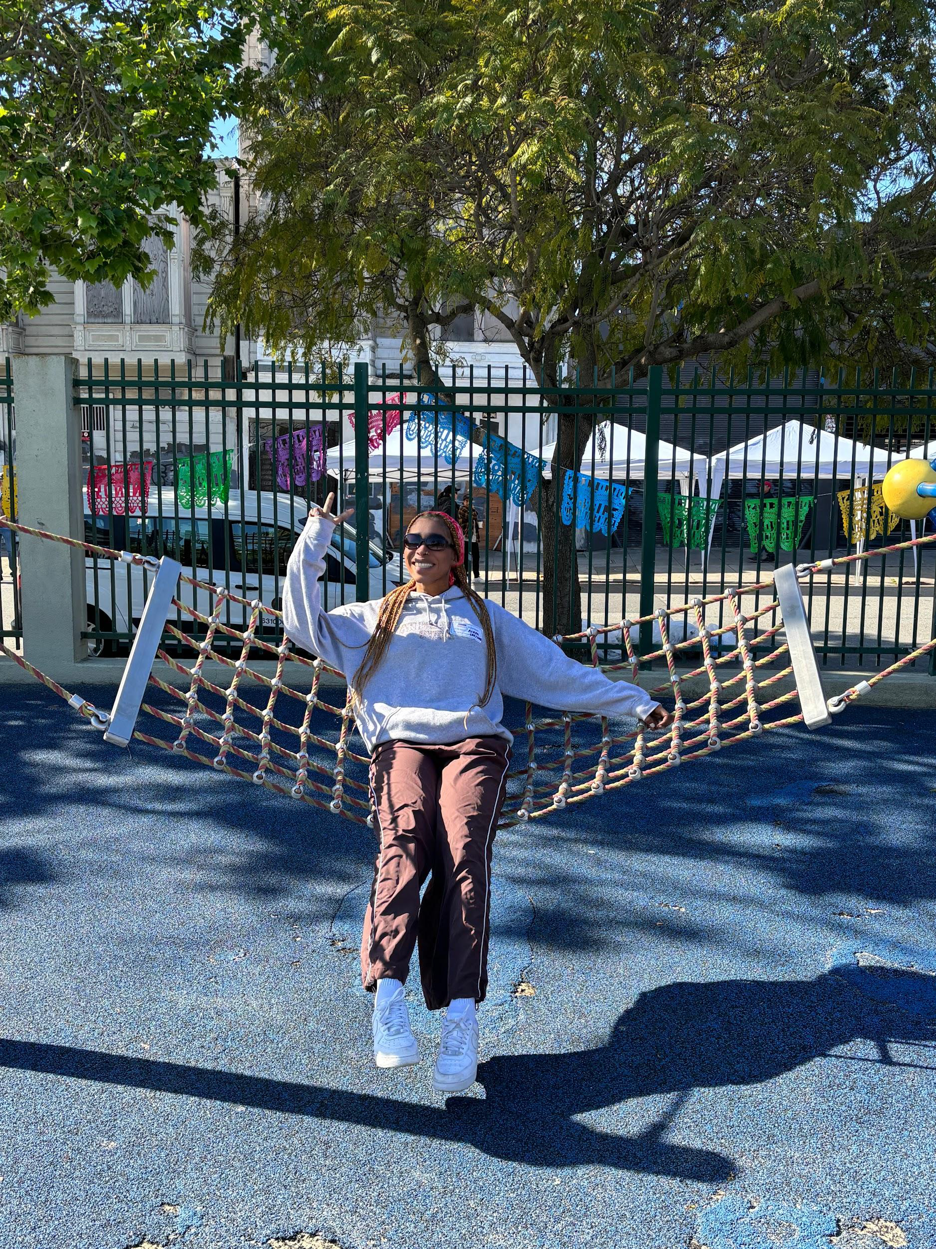 Jumpstart mentee on the hammock