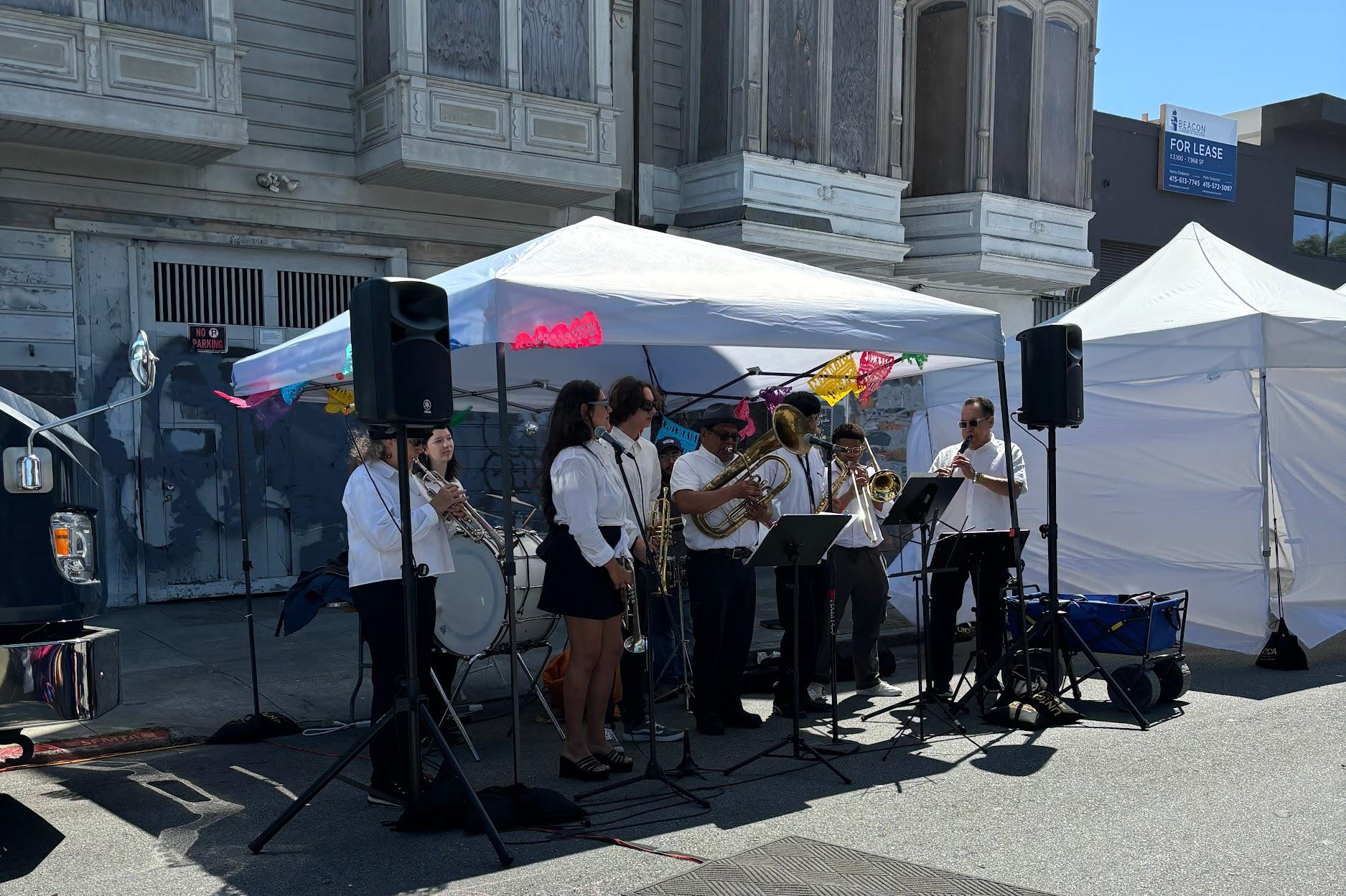 A live band singing